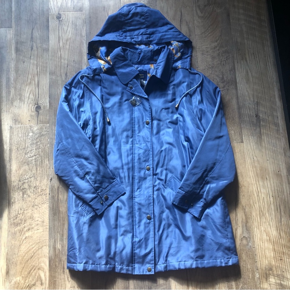 Blue Dennis Basso Puffer Coat